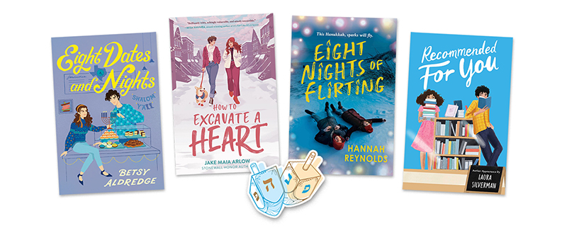 The four covers with dreidel art embellishment