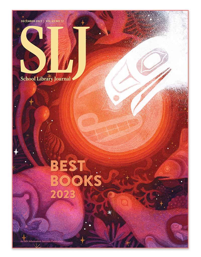 SLJ's December 2023 Best Books cover, illustration by Michaela Goade
