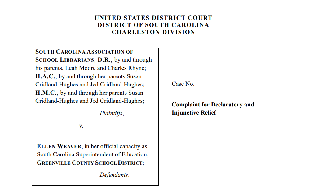 South Carolina School Librarians Sue State Superintendent