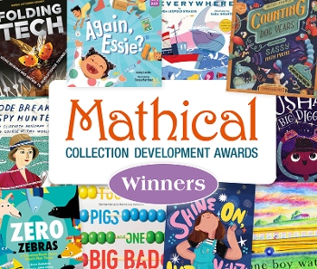 Mathical winners graphic (logo and montage of book covers)